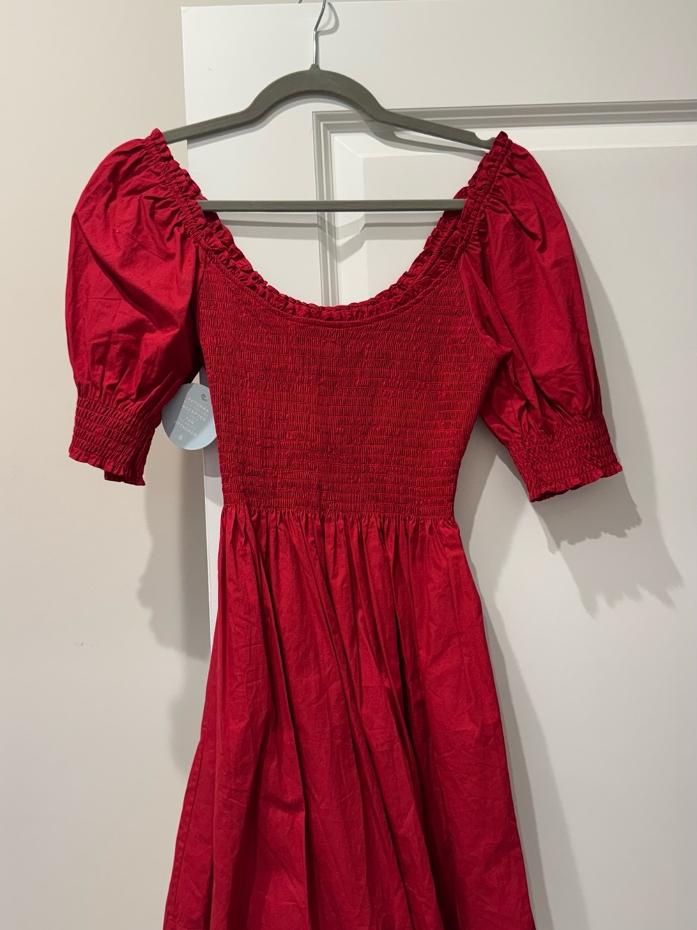 Hill House Women’s Red Puff-Sleeve Smocked Dress